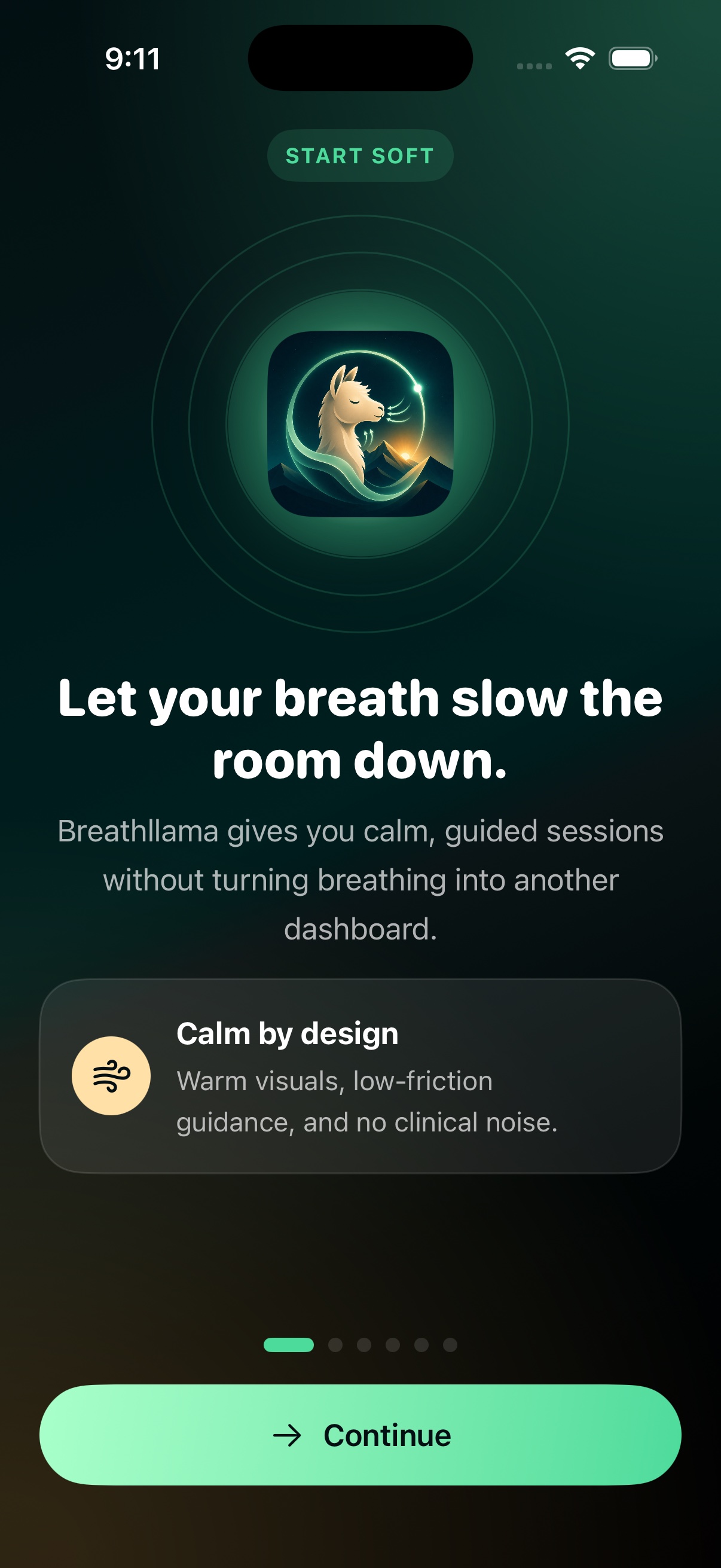 Breathllama onboarding screen